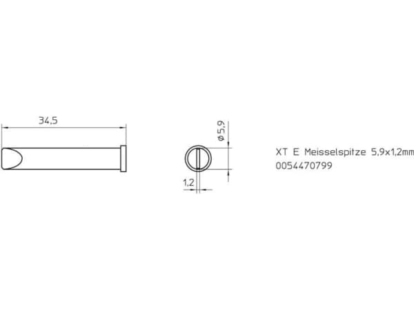 Weller XT E, Loddespiss, Weller, WXP 120/ WP 120, Sølv, 1 stykker, 5,9 mm