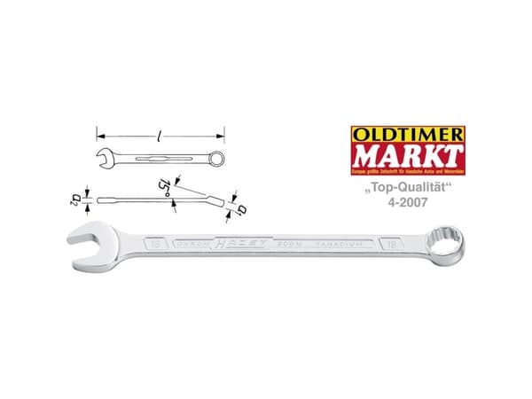 HAZET 600N-22, 22 mm, Krom, Krom, Glansigt, 15°, Tyskland