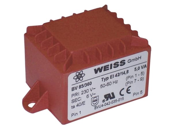 Weiss Elektrotechnik 85/362 Tulostusmuuntaja 1 x 230 V 1 x 12 V/AC 5 VA 417 mA