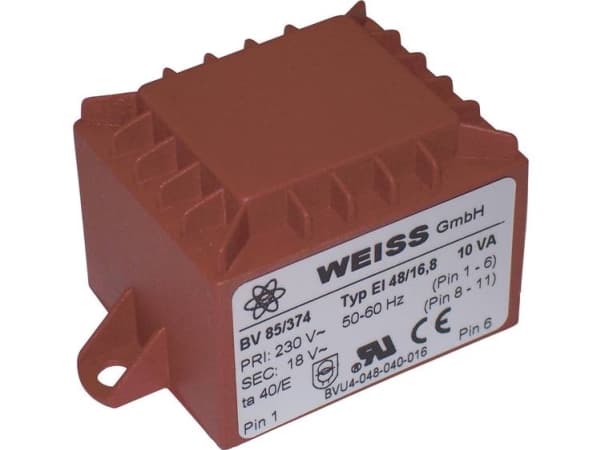 Weiss Elektrotechnik 85/372 Utskriftstransformator 1 x 230 V 1 x 12 V/AC 10 VA 833 mA
