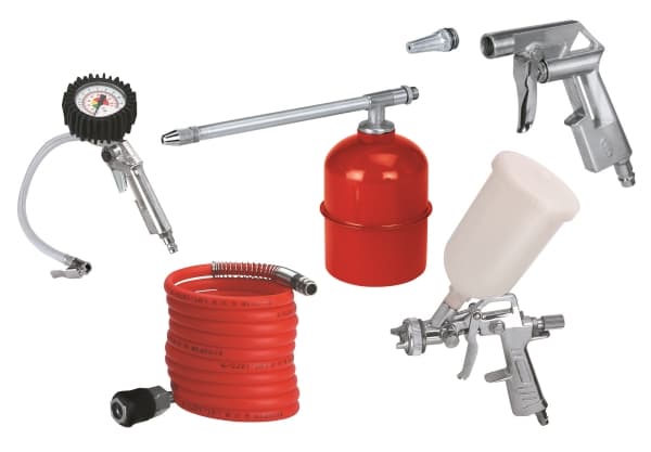 Einhell 41.327.20 trykluftsæt til kompressor med 5 dele, Metallic, Rød, Hvid, 4 m, 1,72 kg