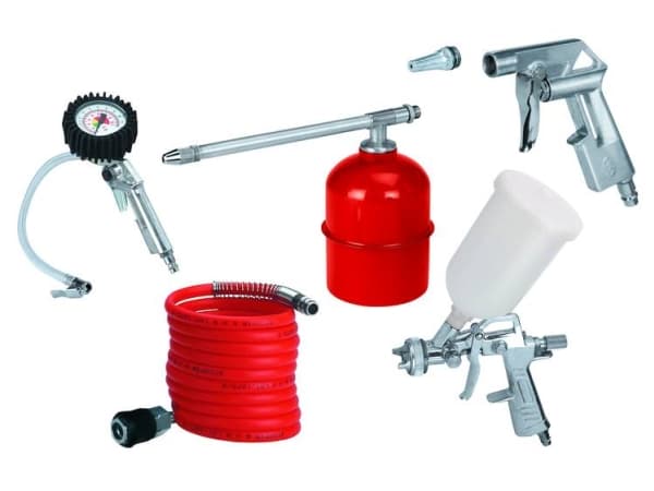 Einhell 41.327.20 trykluftsæt til kompressor med 5 dele, Metallic, Rød, Hvid, 4 m, 1,72 kg
