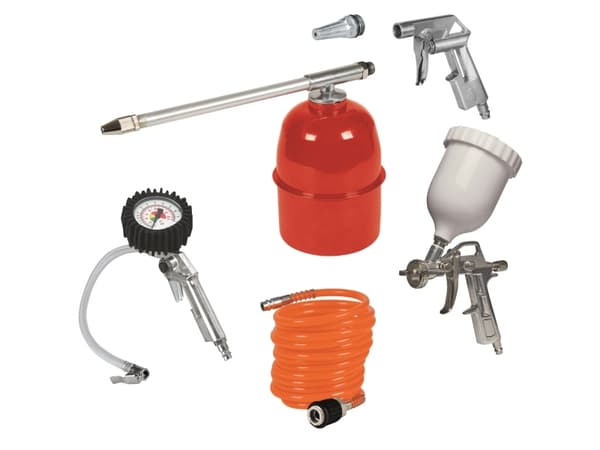 Einhell 41.327.20 trykluftsæt til kompressor med 5 dele, Metallic, Rød, Hvid, 4 m, 1,72 kg