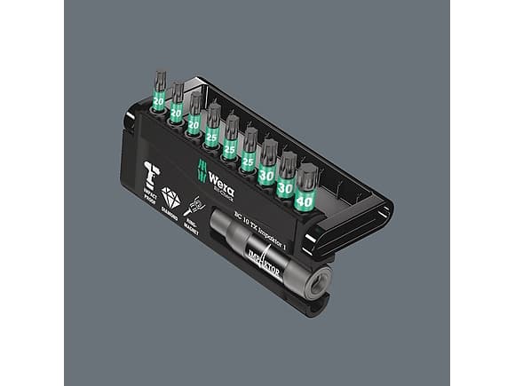 Wera Bit-Check 10 TX Impaktor 1 - Screwdriver bit and bit holder set - 10 delar - torx - T20, T25, T30, T40 - hexagonalt