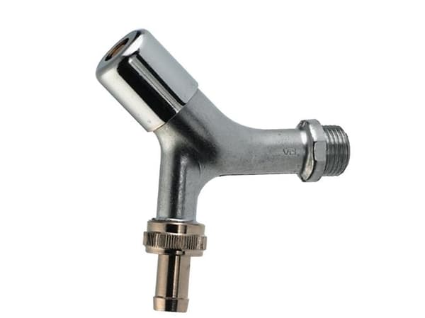 Frese 1/2" aftapventil med nippel, kontra og slangeforskruning, til nøgle, forkromet