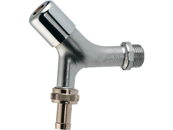 Frese 1/2" aftapventil med nippel, kontra og slangeforskruning, til nøgle, forkromet