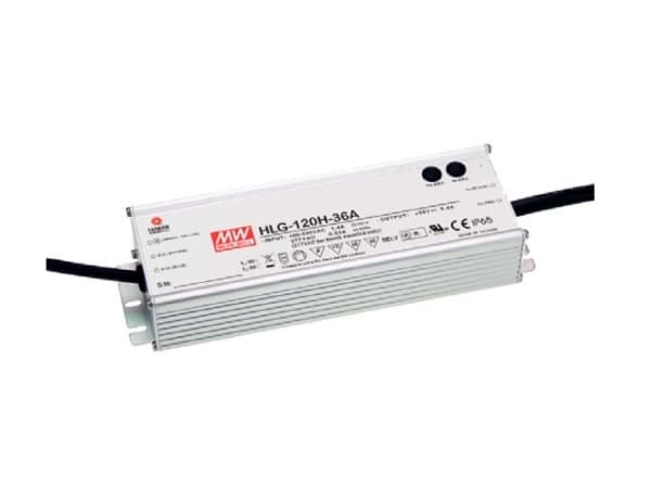 MEAN WELL HLG-120H-12B, 120 W, IP65, 62000 timer, 90-305 V, 47 ~ 63 Hz, 1.4 / 115VC, 0.6 / 230VC, 0.55 / 277VC