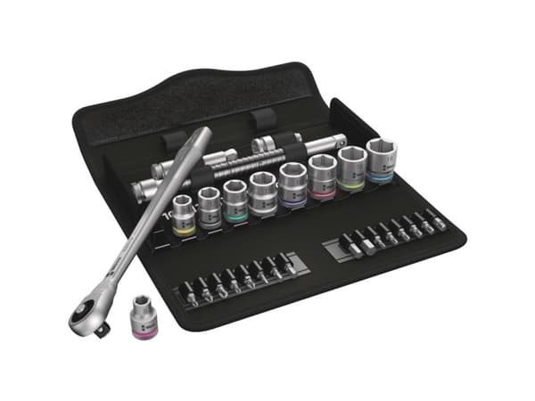 Wera 8100 SB 7, Hylsnyckeluppsättning, Svart, Krom, CE, Handtag till hylsnyckel, 1 styck, 3/8"
