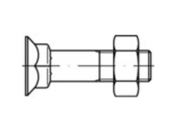 TOOLCRAFT 111804 Undersænkede firkantede skruer M16 60 mm Udvendig sekskant DIN 608 Stål 50 stk