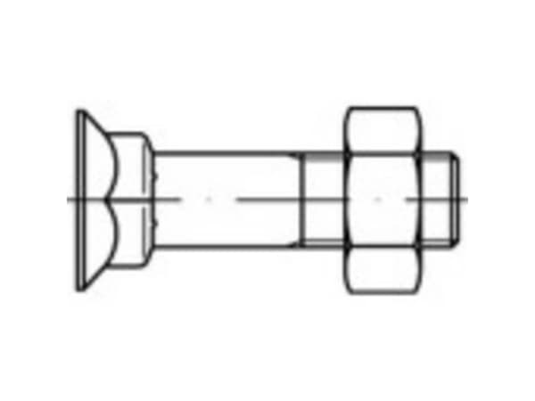 TOOLCRAFT 111804 Undersænkede firkantede skruer M16 60 mm Udvendig sekskant DIN 608 Stål 50 stk