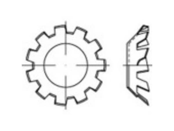 TOOLCRAFT 138396 Skärrade låsbrickor Inre diameter: 8,4 mm DIN 6797 Fjäderstål Galvaniserat 100 st