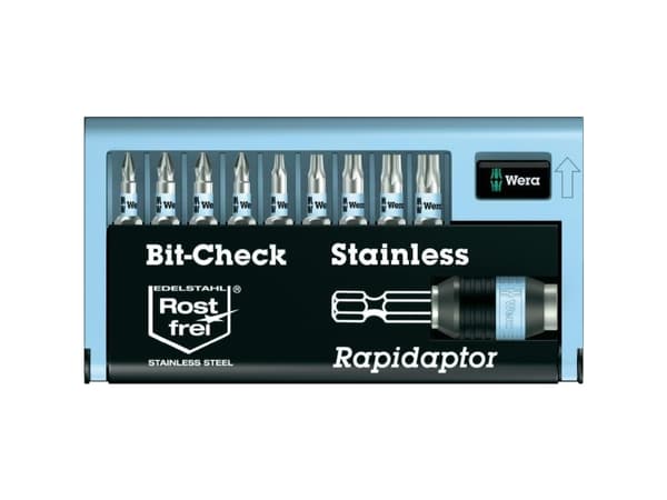 Wera 05071110001, 9 stykker, Philips, Pozidriv, Torx, PH 2, PZ 1, PZ 2, TX10, TX15, TX20, TX25, TX30, Rustfritt stål
