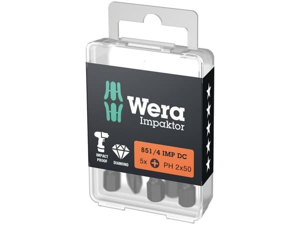 Wera 851/4 IMP DC PH DIY, 5 stykker, Philips, PH 3, 50 mm, 50 mm, 17 mm