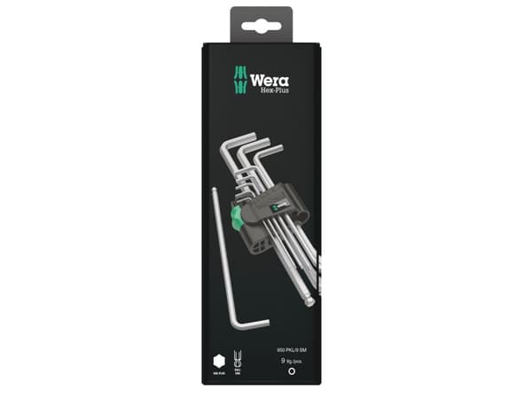 Wera 05073391001, L-muotoinen kuusiokoloavainsetti, Metrinen, 9 kpl, 1.5,2,2.5,3,4,5,6,8,10 mm, Kromi, 25 mm