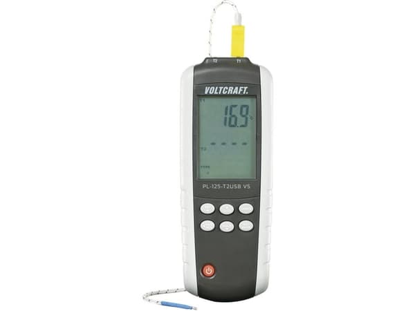 Temperatur-måleudstyr VOLTCRAFT PL-125-T2 -200 - +1372 °C Anturityyppi K, J Kalibreret: Fabriksstandardi