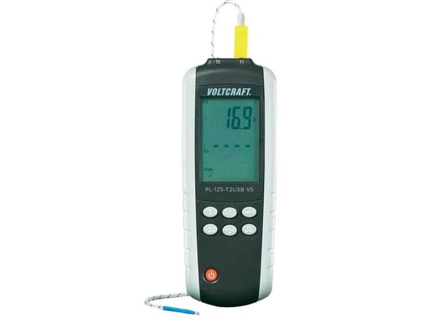 Temperatur-måleudstyr VOLTCRAFT PL-125-T2 -200 - +1372 °C Anturityyppi K, J Kalibreret: Fabriksstandardi