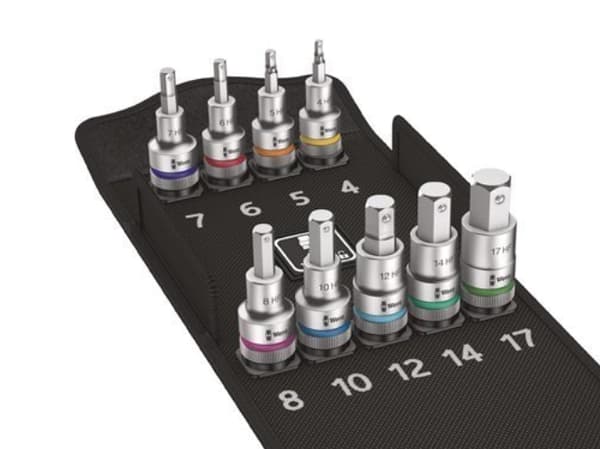 Wera 8740 C HF, Støpselsett, 1/2", Metrisk, 9 hoder, 4,5,6,7,8,10,12,14,17 mm, 1/2"