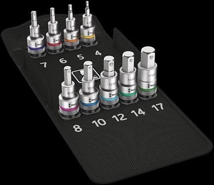 Wera 8740 C HF, Støpselsett, 1/2", Metrisk, 9 hoder, 4,5,6,7,8,10,12,14,17 mm, 1/2"