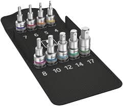 Wera 8740 C HF, Støpselsett, 1/2", Metrisk, 9 hoder, 4,5,6,7,8,10,12,14,17 mm, 1/2"