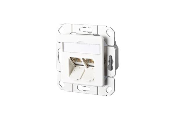 METZ CONNECT E-DAT - Planforsænket stikdåse - RJ-45 X 2 - ren hvid, RAL 9010