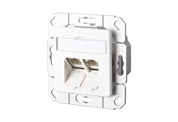 METZ CONNECT E-DAT - Planforsænket stikdåse - RJ-45 X 2 - ren hvid, RAL 9010