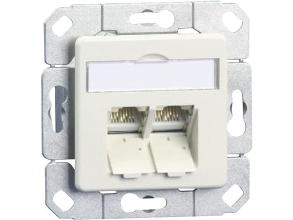METZ CONNECT E-DAT - Planforsænket stikdåse - RJ-45 X 2 - ren hvid, RAL 9010