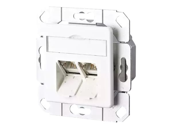 METZ CONNECT E-DAT - Uttag för nedsänkt montering - CAT 6a - STP - RJ-45 X 2 - kritvit, RAL 9010 Vit