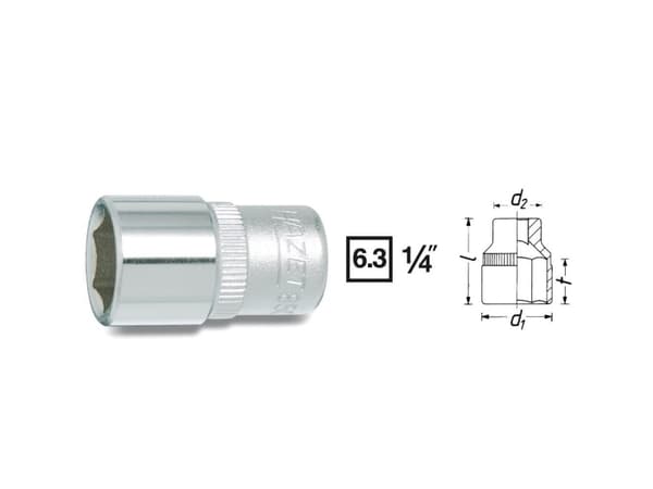 HAZET 8501-4, Sekskantet skaft, 25,4 / 4 mm (1 / 4"), Krom vanadium stål (Cr-V), 2,8 cm, 11 g