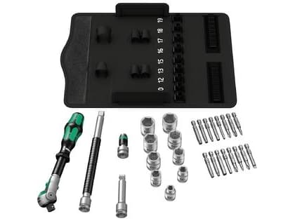 Wera 8100 SB 6, Hylsyavainsarja, Musta, Kromi, Vihreä, CE, Hylsyavaimen kahva, 1 kpl, 3/8"