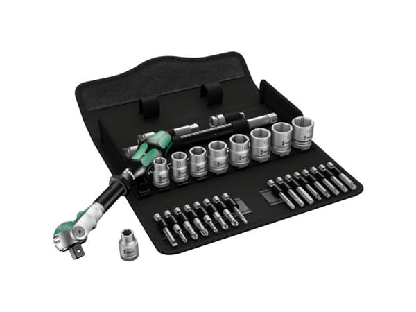 Wera 8100 SB 6, Hylsyavainsarja, Musta, Kromi, Vihreä, CE, Hylsyavaimen kahva, 1 kpl, 3/8"