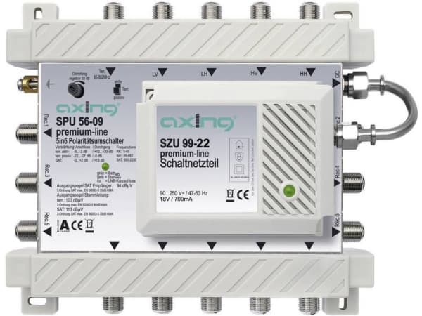 Axing SPU 56-09, 5 ingångar, 950 - 2400 MHz, 85 - 862 MHz, IP20, F, 90 - 250 V
