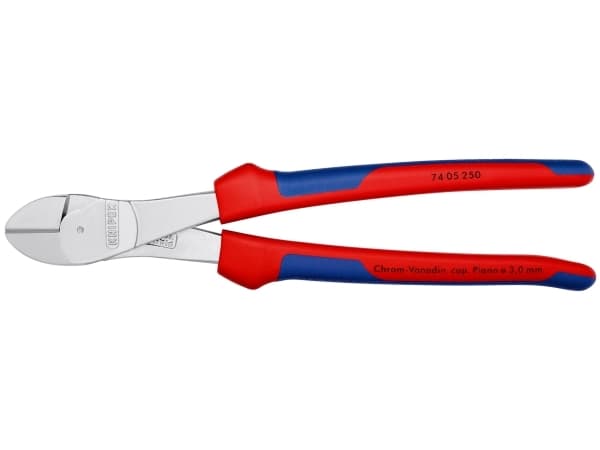 Knipex 74 05 250, Avbitartång, Kromvanadinstål, Plast, Blå, Röd, 250 mm, 440 g