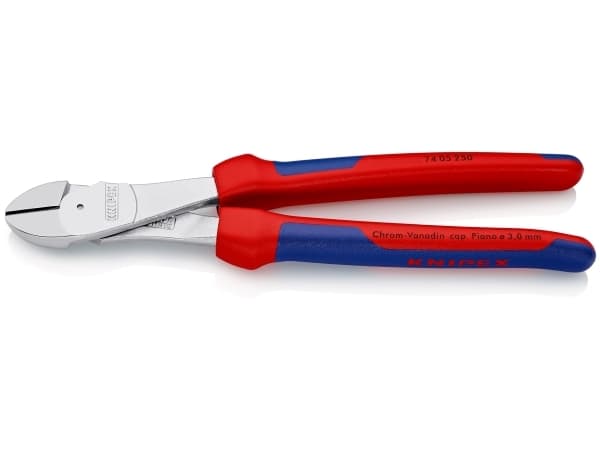 Knipex 74 05 250, Avbitartång, Kromvanadinstål, Plast, Blå, Röd, 250 mm, 440 g