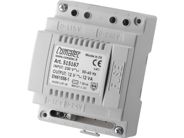 Comatec TRAFO 12VA 12 V 12V Strømforsyning til DIN-skinne (DIN-kisko) 12 V/AC 1 A 12 W 12 W