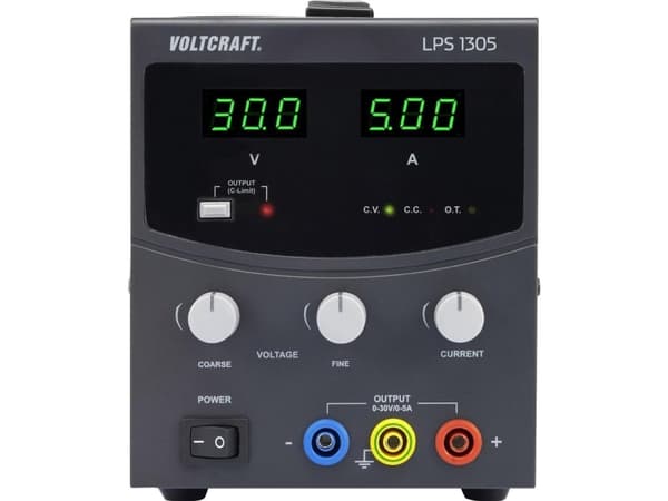 VOLTCRAFT laboratoriestrømforsyning, justerbar LPS1305 0 - 30 V/DC 0 - 5 A 150 W Antall utganger 1 x (LPS1305)