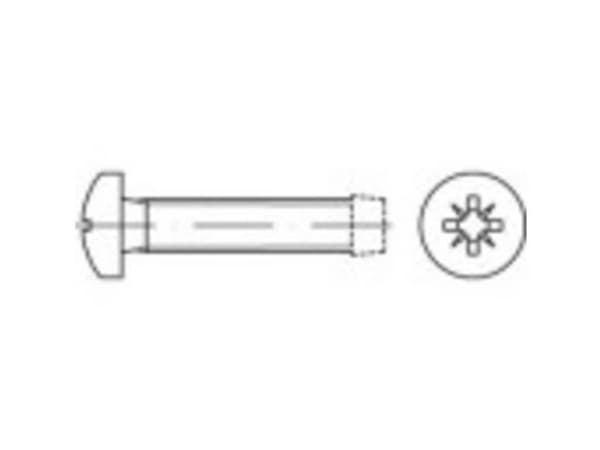 TOOLCRAFT 141015 Gängade skruvar M2.5 12 mm Kryssade Pozidriv DIN 7500 Stål Galvaniserat 1000 st