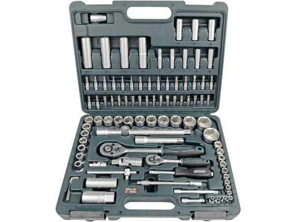 Brüder Mannesmann pipenøkkelboks 6,3 mm (1/4") og 12,5 mm (1/2") 94 stk. (M98410)