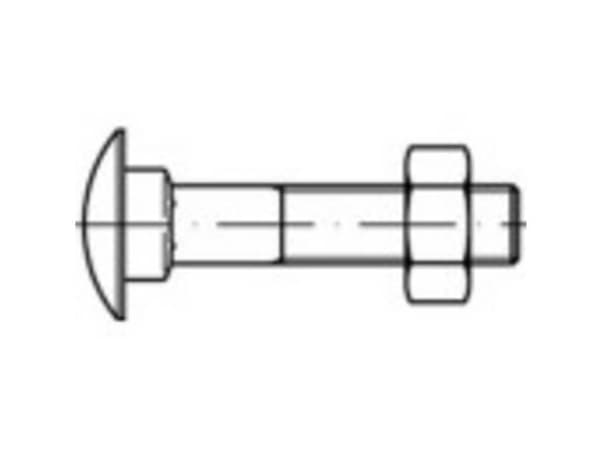 TOOLCRAFT 111179 Runde, flade skruer M8 100 mm Udvendig sekskant DIN 603 Stål 100 stk