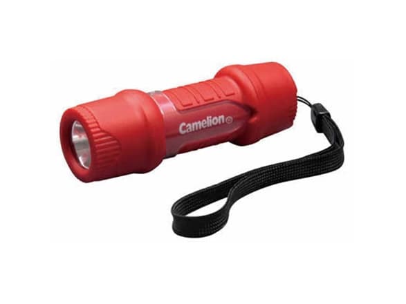 Camelion HP7011-3R03PBP, Käsikokoinen taskulamppu, Punainen, Kestomuovinen elastomeeri, 3 m, IPX4, LED