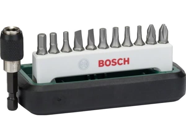 Bosch Accessories 2608255995 Bitsæt 12 dele Kærv, Krydskærv Phillips, Krydskærv Pozidriv, Unbrako, Indvendig sekskant (TX)