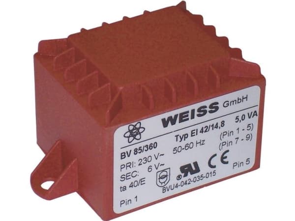 Weiss Elektrotechnik 85/365 Tulostusmuuntaja 1 x 230 V 1 x 24 V/AC 5 VA 208 mA