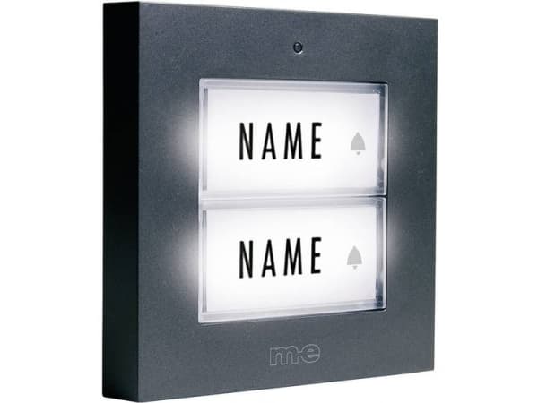 m-e modern-electronics KTB-2 A Klockplatta Belyst, med namnskylt Dubbel antracit 12 V/1 A