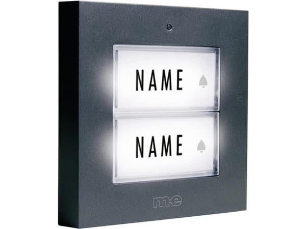 M-E MODERN-ELECTRONICS Klingeltaster KTB 2 Familien Anthrazit beleuchtet (KTB-2 A)