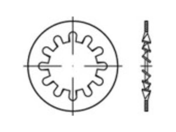 TOOLCRAFT 138343 Skärrade låsbrickor Inre diameter: 17 mm DIN 6797 Fjäderstål 100 st