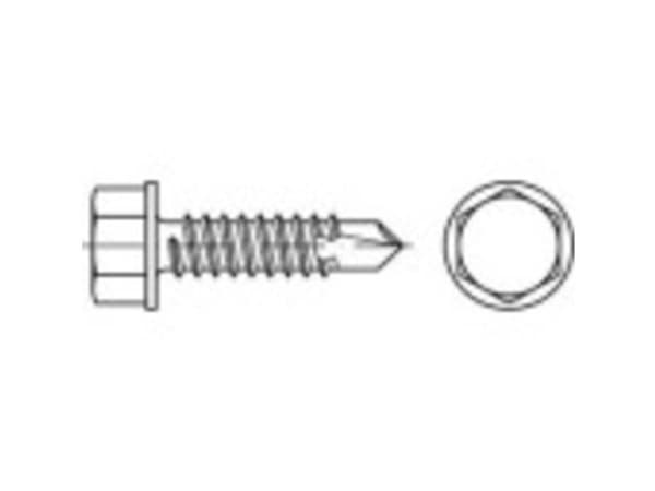 TOOLCRAFT 141404 Borskruer 6,3 mm 150 mm Udvendig sekskant DIN 7504 Stål Galvaniseret 100 stk