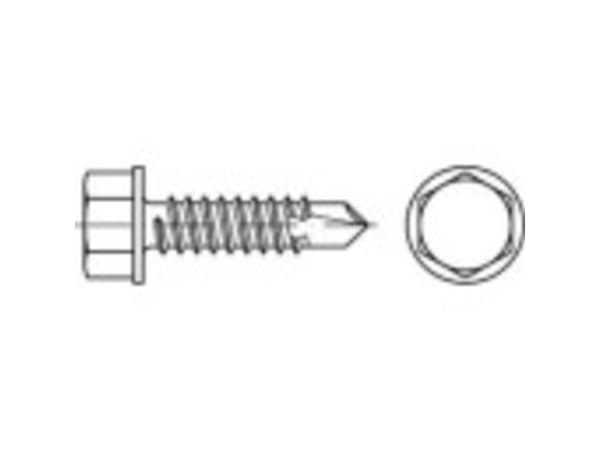 TOOLCRAFT 141404 Borskruer 6,3 mm 150 mm Udvendig sekskant DIN 7504 Stål Galvaniseret 100 stk