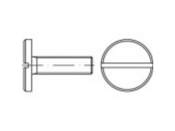 TOOLCRAFT 118945 Skruer med fladt hoved M6 10 mm Kærv DIN 921 Stål Galvaniseret 100 stk