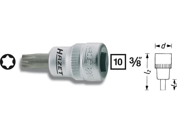HAZET 8802-T40, Pistorasia, 3/8", Metrinen, 1 pää(t), T40, 1,9 cm