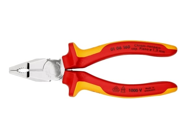 Knipex 01 06 160, Kaapelipihdit, Kolahduksenkestävä, Dielektrinen, Kromivanadiini-teräs, Muovi, Oranssi, Punainen, 55 mm
