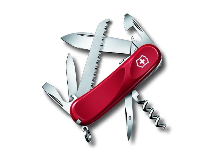 Victorinox Evolution S13, Låsbar kniv, Multiverktygskniv, Klippspets, Rustfrit stål, Syntetisk ABS, Röd